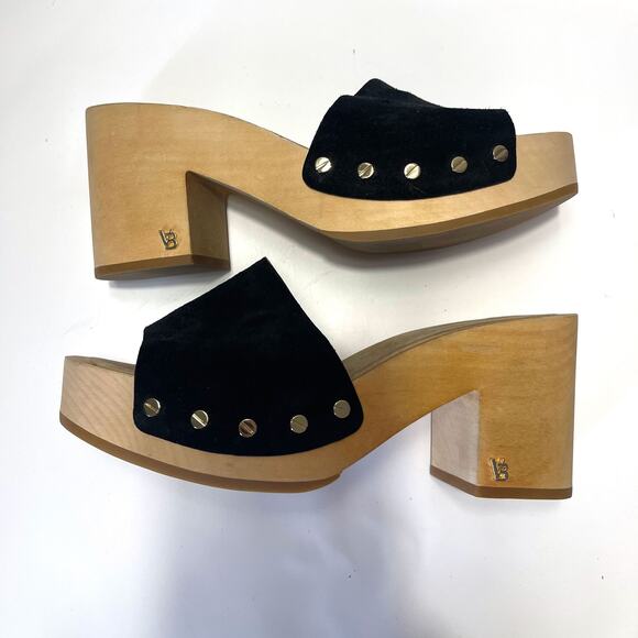 VERONICA BEARD NWOT Hannalee Suede Clog Platform Sandals in Black Size 8 - Picture 8 of 14